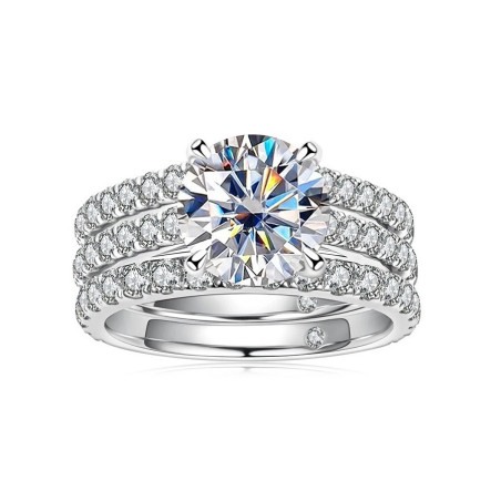 3ct Үндсэн чулуун D өнгөт моиссанит 3 давхар бөгж