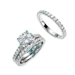 3ct Үндсэн чулуун D өнгөт моиссанит 3 давхар бөгж