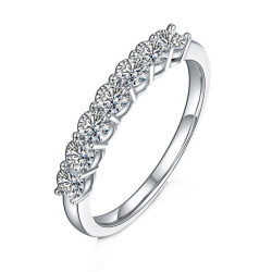18K White Gold plated Moissanite 0.7Ct VVS1 Classic Style Eternity Band Ring