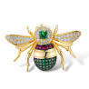 Created Ruby Emerald stone Bee S925 silver brooch