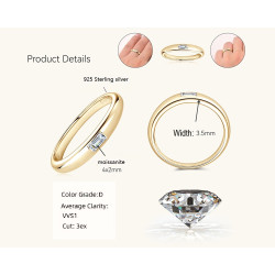 Moissanite Diamond Gold plated wedding  band