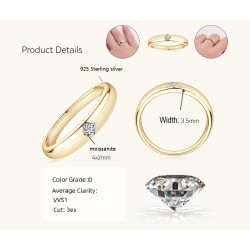 Simple Design Moissanite Diamond Gold plated wedding  band
