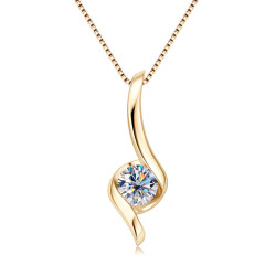 1.0ct 6.5mm D Color Moissanite Twist Pendant Necklaces 925 Sterling Silver