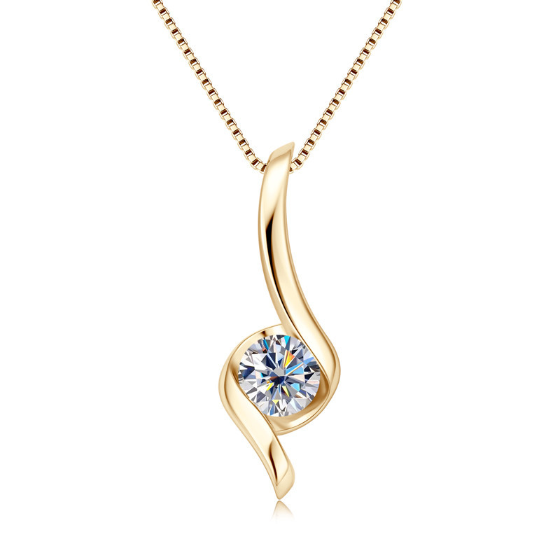 1.0ct 6.5mm D Color Moissanite Twist Pendant Necklaces 925 Sterling Silver