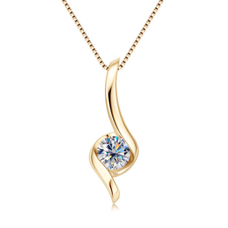 1.0ct 6.5mm D Color Moissanite Twist Pendant Necklaces 925 Sterling Silver