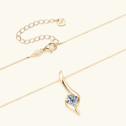 1.0ct 6.5mm D Color Moissanite Twist Pendant Necklaces 925 Sterling Silver