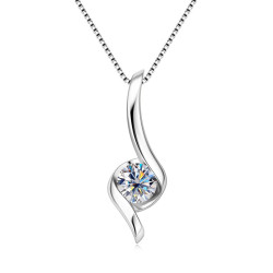 1.0ct 6.5mm D Color Moissanite Twist Pendant Necklaces 925 Sterling Silver