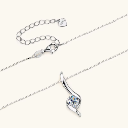 1.0ct 6.5mm D Color Moissanite Twist Pendant Necklaces 925 Sterling Silver