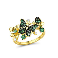 Green Spinal Beautiful Butterfly Ring S925 silver