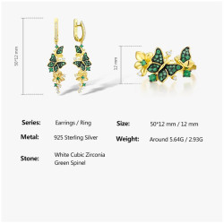 Green Spinal Beautiful Butterfly Ring S925 silver