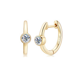 925 Sterling Silver 4mm 0.3CT Moissanite Simple Bezel Setting Clip Earrings