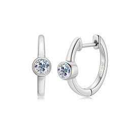 925 Sterling Silver 4mm 0.3CT Moissanite Simple Bezel Setting Clip Earrings