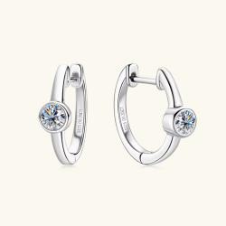 925 Sterling Silver 4mm 0.3CT Moissanite Simple Bezel Setting Clip Earrings