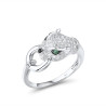 Sterling Silver Green Eyes Ring Earrings Pendant Leopard Set