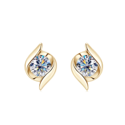 Original Silver 925 Moissanite D Color 0.5CT 5mm Twist Stud Earrings