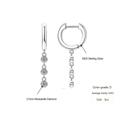 2.5mm Moissanite 925 Sterling Silver Drop Tassel Earring