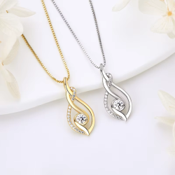 925 Sterling Silver 4mm 0.3ct Moissanite Twist Pendant Necklace