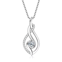 925 Sterling Silver 4mm 0.3ct Moissanite Twist Pendant Necklace