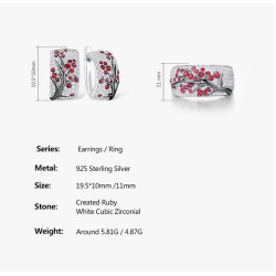 Created Ruby Tree Gold plated Silver set