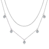 4mm 1.5cttw Round VVS1 Moissanite Diamond Layered Necklace Silver Chain