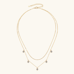 4mm 1.5cttw Round VVS1 Moissanite Diamond Layered Necklace Silver Chain