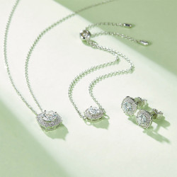 Цагаан алтаар бүрсэн Дөрвөлжин D өнгөт моиссанит алмаз мөнгөн хослол