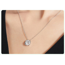 Цагаан алтаар бүрсэн Дөрвөлжин D өнгөт моиссанит алмаз мөнгөн хослол