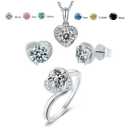 18K Gold plated Love Heart D color moissanite jewelry set
