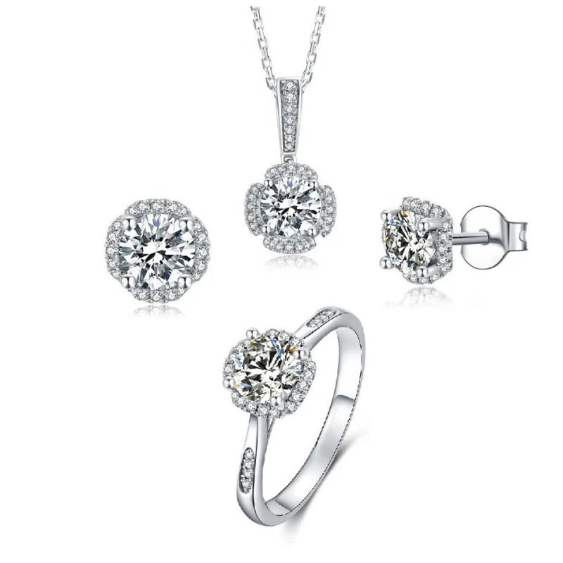 Round 18K Gold plated  D color moissanite jewelry set