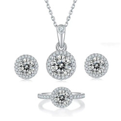 D color Round 18K Gold plated moissanite diamond jewelry set