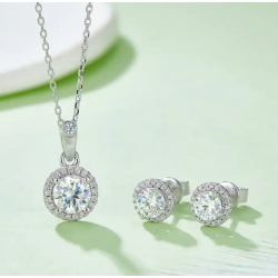 D color Round 18K Gold plated moissanite diamond jewelry set