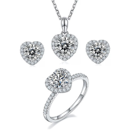 жинхэнэ хайр моиссанит алмаз 18К алтаар бүрсэн мөнгөн хослол