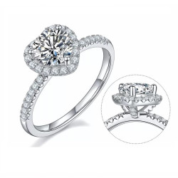 жинхэнэ хайр моиссанит алмаз 18К алтаар бүрсэн мөнгөн хослол