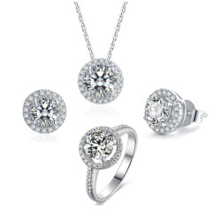 Halo VVS Diamond GRA Certified Moissanite Jewelry Set