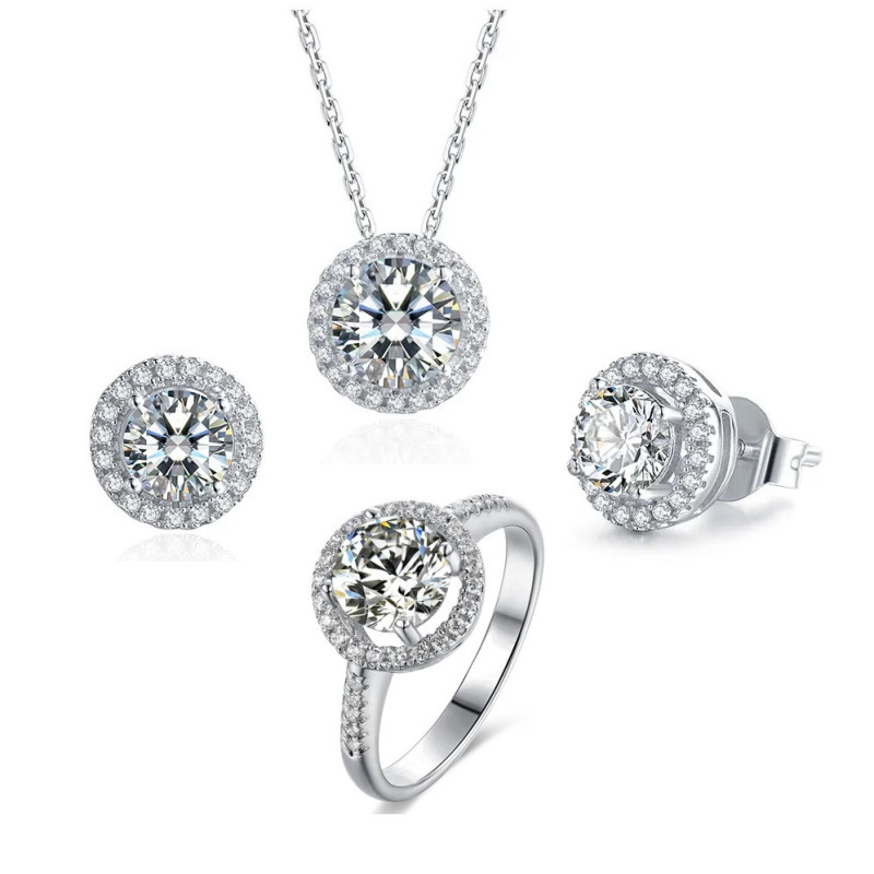 Halo VVS Diamond GRA Certified Moissanite Jewelry Set