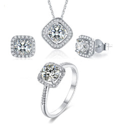 18K Gold plated Square  D color moissanite jewelry set