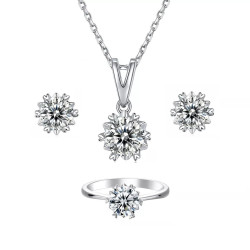 Snowflake 18K Gold plated GRA Certified moissanite jewelry set