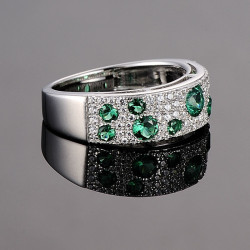 100% 925 Sterling Silver Shimmering Green Earrings Ring Set