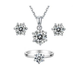 Classic Heart Shape 1ct  Moissanite Gold plated Wedding Jewelry Set