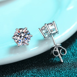 Classic design 6.5mm Moissanite Gold plated  silver Stud Earrings