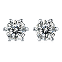 Classic design 6.5mm Moissanite Gold plated  silver Stud Earrings