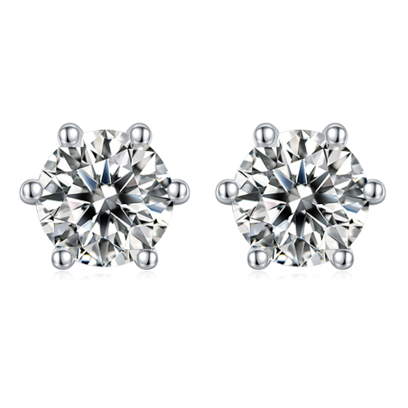 Classic design 6.5mm Moissanite Gold plated  silver Stud Earrings