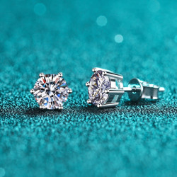 Classic design 6.5mm Moissanite Gold plated  silver Stud Earrings