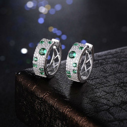 100% 925 Sterling Silver Shimmering Green Earrings Ring Set