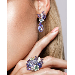 Huge Amethyst  Gold plated dangle Silver Earring