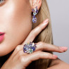 Huge Amethyst  Gold plated dangle Silver Earring
