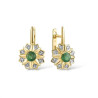 14K 585 Yellow Gold Sparkling Emerald Luxury Diamond Earrings