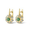 14K 585 Yellow Gold Sparkling Emerald Luxury Diamond Earrings