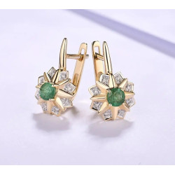 14К 585 шар алтан гялалзсан маргад тансаг алмаазан ээмэг