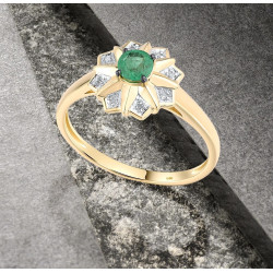 14К 585 шар алтан гялалзсан маргад тансаг алмаазан бөгж